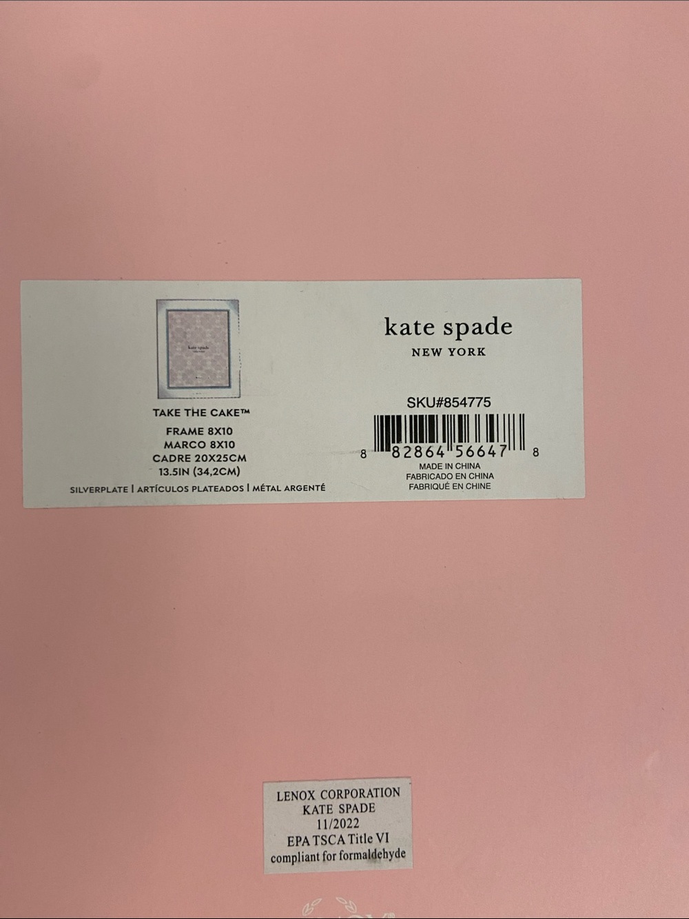 Kate Spade 8 x 10 Take The Cake Picture Frame - M20 - Picture 6 of 8